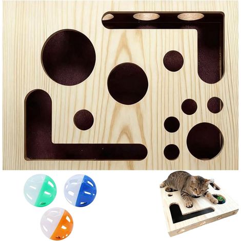 Jouet Interactif pour Chats, Boîte d'activités pour Chat avec Lime à Griffes, Jouet pour Chat Puzzle, Griffoir Interactif Chat avec 3 Balles Baguette à Chat (1/5)