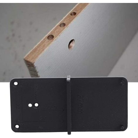 Set di 2 guide di foratura per localizzatore di fori per cerniere, dima di apertura, utensile per la lavorazione del legno, nere, 85 x 40 mm (1/5)