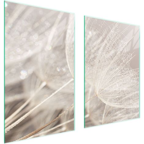 Assiette de protection en verre pour la cuisine 65x52 à fleurs (1/5)