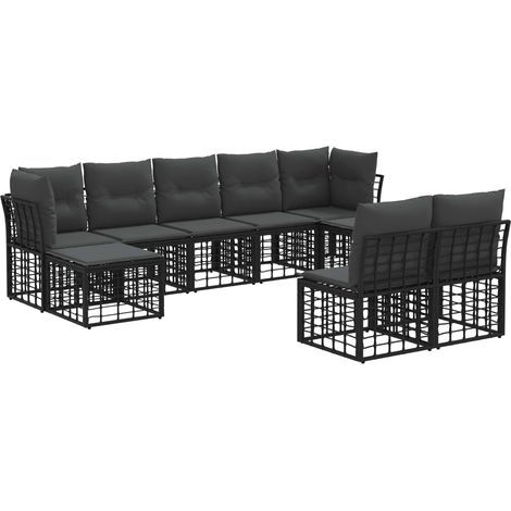 Outdoor-Sofagarnitur Schwarz und Dunkelgrau Polyester vidaXL