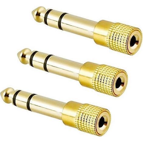 Adaptateur audio plaqué or 6,5 mm mâle vers 3,5 mm femelle pour casque et micro (lot de 3) (1/5)