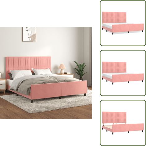 Cama rosa - vidaXL Estructura de cama con cabecero de terciopelo rosa 180x200 cm - Cama con terciopelo