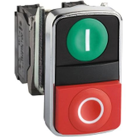 Harmony bt-pous Ø22 double touche, ressort de rappel vert + rouge IP66, IP69 K - XB4BL73415