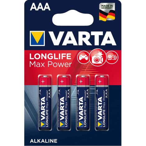 Blister de 4 piles LONGLIFE Max Power LR03 AAA 1,5V - VARTA - 4703110404