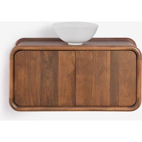 Conjunto di mobile bagno sospeso 90x45 cm in legno di mango Maupaul SKLUM