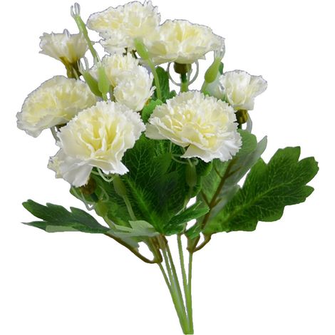 Bouquet De Giroflées Artificielles - 10 Fleurs En Plastique Sur 5 Tiges - Blanc - Décoration Intérieure Et Événements - 1 Pièce (1/5)