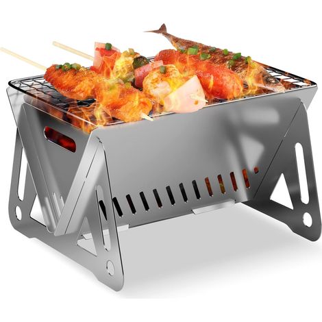 Kleiner, faltbarer, tragbarer Grill, abnehmbarer Campinggrill - Geeignet für den Außenbereich, Garten, Partys - (22 x 16 x 12) (1/5)