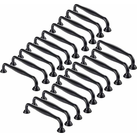 lot De 20 Poigne De Porte 96mm Poignes Pour Armoire Tiroir Avec Vis Noir (1/5)