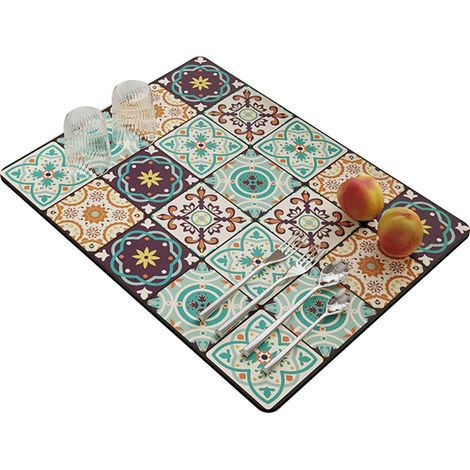 Sets de table, géométriques, colorés, vintage, pour fête, cuisine, salle à manger, sets de table absorbants l'eau, isolation thermique, tapis à séchage rapide, 30 x 40 cm'Maroc 30x40cm'Maroc'30x40cm (1/5)