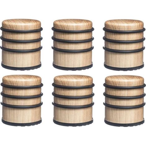 Lot de 6 stop-portes - Solide & Pratique - Effet Boix naturel