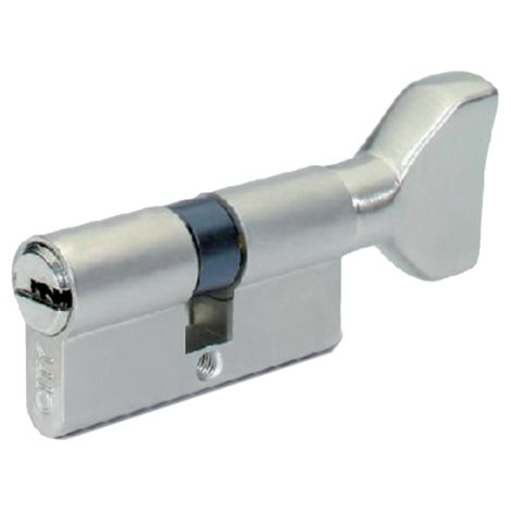 Iseo Cavers – Cylindre de serrure nickelé 30B x 30 mm – 1 entrée de clé + 1 bouton – 6 goupilles inox – Protection anti-crochetage (1/3)