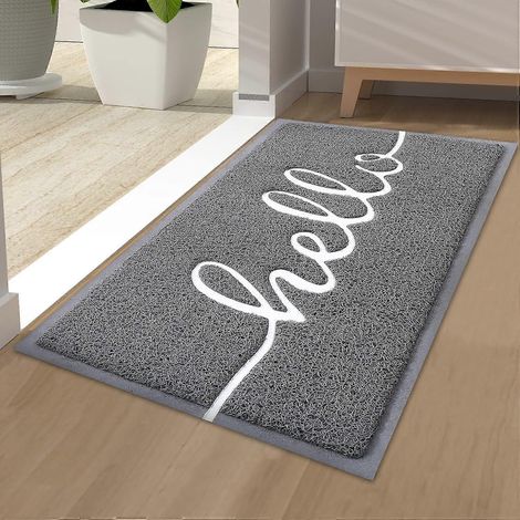 Tapis de porte Hello antidérapant, discret et résistant, pour l'extérieur, l'intérieur, l'entrée, la terrasse, la porte d'entrée et la porte de derrière. (1/5)