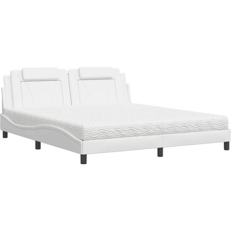 vidaXL Letto Viana con Materasso Bianco 180x200 cm in Similpelle (1/5)