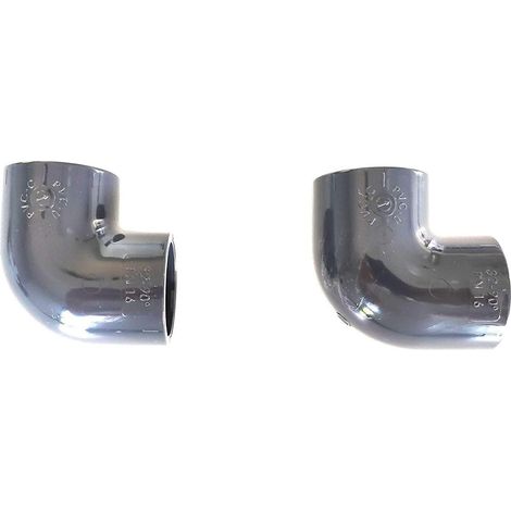 Lot de 2 Coudes PVC Pression 90° / 32mm intérieur F/F PN16 / Piscine et arrosage / 32 mm Manchon