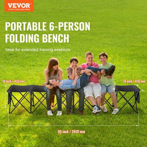 Banc pliant portable à 6 places, banc de camping pliable en plein air avec sac de transport, banc latéral de sport d'équipe pour fo… (1/5)
