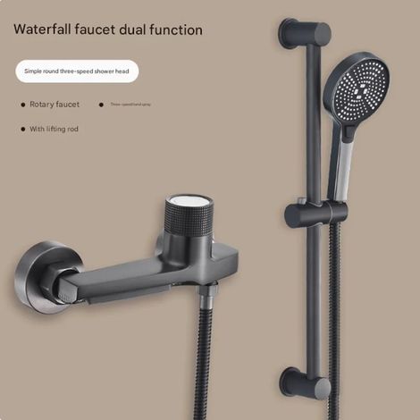 (Gunmetal D) Robinet de baignoire cascade avec douchette, mitigeur de douche mural pour salle de bain (1/5)
