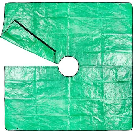 Bâche de jardinage et d'aménagement paysager, usage intensif — 78,7\" x 78,7\" — Pour travaux d'élagage — Avec trou central de 12 pouces et 4 boucles de fixation en forme de D (1/5)