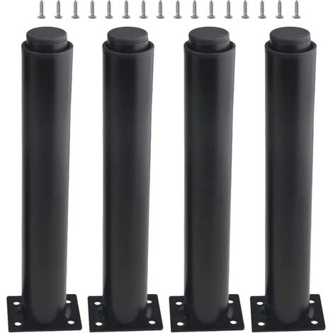 (25-42cm, Black) Set of 4 Heavy Duty Metal Adjustable Furniture Legs for Tables, Beds, Sofas