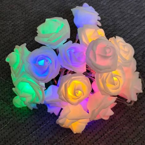 Guirlande lumineuse LED en forme de rose artificielle, guirlande de fleurs artificielles illuminée, guirlande féérique en forme de vigne de roses, fonctionne sur piles, pour mariages, maison, fêtes, a (1/5)