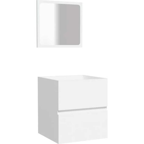Armoire de salle de bain avec miroir blanc bois d'ingénierie (1/5)