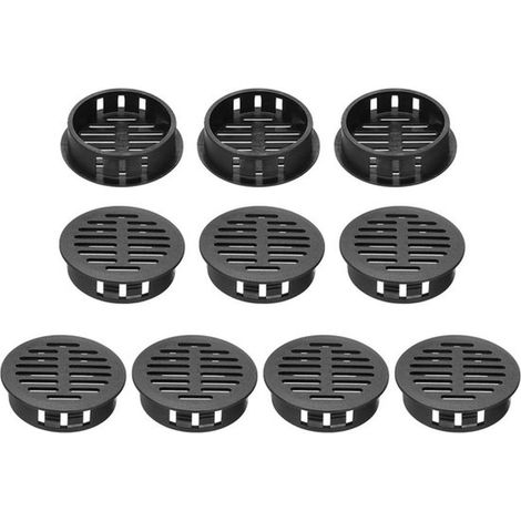 Lot 10 grilles de ventilation rondes noires 35 mm, plafond salle de bain et cuisine (1/5)