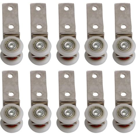 6.5 x 1.9cm Metal Duct Elbow Bearing Pulley Block with Two Plastic Wheel for Sliding Door Window Cabinet (1/4)
