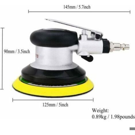 Ponceuse excentrique pneumatique mini 125mm, haute performance 9500 tr/min, 1 pièce. (1/4)