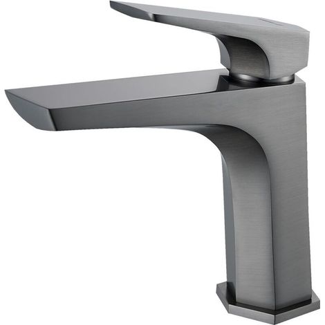Robinet de salle de bain – Robinet mitigeur de lavabo à poignée unique, design moderne avec construction en laiton durable, installation facile, débit d'eau sans éclaboussures pour lavabo de (1/4)