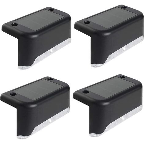 Lot de 4 lampes solaires d'extérieur étanches à LED pour escaliers extérieurs, marches, clôtures, cour, patio et allée,lumière chaude (1/5)