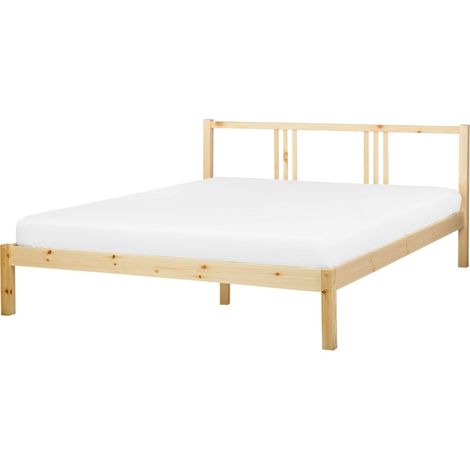 Bett mit Lattenrost Kiefernholz VANNES 160 x 200 cm Hellbraun