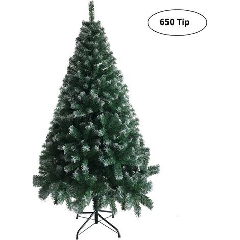 Weißer PVC-Weihnachtsbaum mit Eisenständer, 1,8 m hoch und 650 Zweige (1/5)