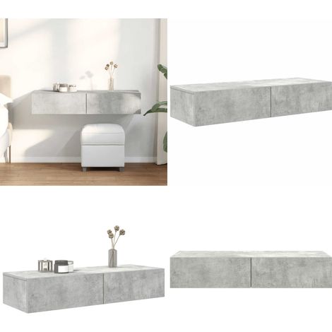 vidaXL Wandregal mit Schubladen Betongrau 100x36x19 cm Holzwerkstoff (1/5)