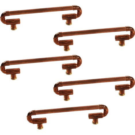 Lot de 5 Poignées mobiles et designs en Cuivre - Entraxe 128 mm - Ø12 - Arcanaute (1/3)
