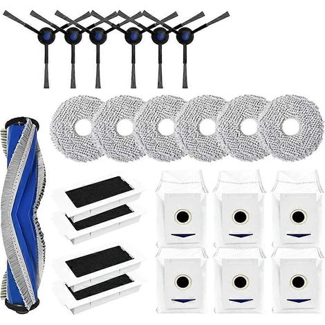 Accessoires compatibles avec les aspirateurs robots ECOVACS T30 PRO OMNI et T30 OMNI : brosse principale, chiffon de nettoyage, filtre HEPA, sac à poussière (pièce de rechange). (1/5)
