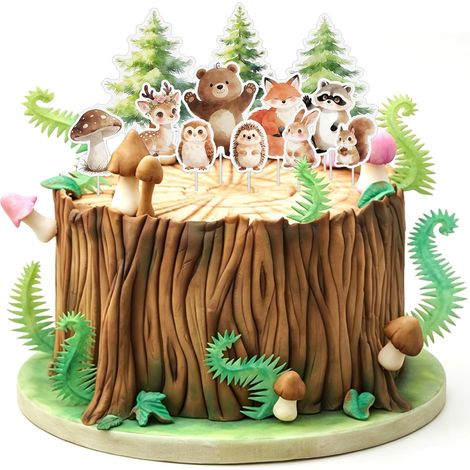 12 forest-themed baby shower decorations, adorable forest animal cake toppers, forest-themed birthday party supplies, cake picks (1/5)