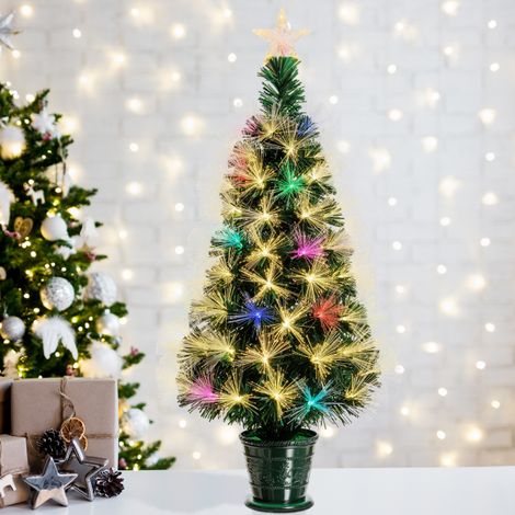 Sapin lumineux fibre optique à LED blanc chaud et multicolore 100CM intérieur avec cimier Lotti (1/5)