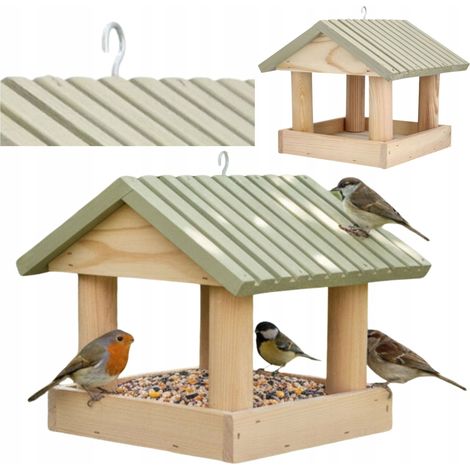 Vogelhaus aus Kiefernholz, Gartendekoration, dänisches Dach (1/5)