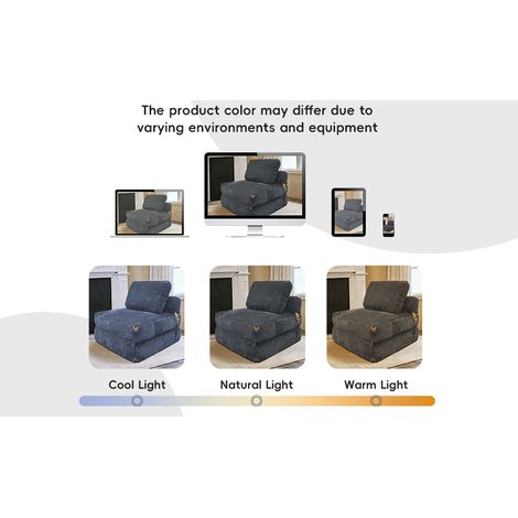 Fauteuil Lounge 1 place pliable avec rangement intégré et détails pompons élégants (1/5)