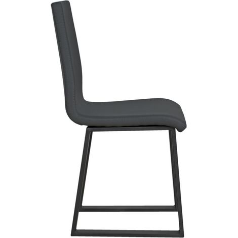 Chaise moderne simili cuir gris et pieds métal anthracite Bary (1/5)