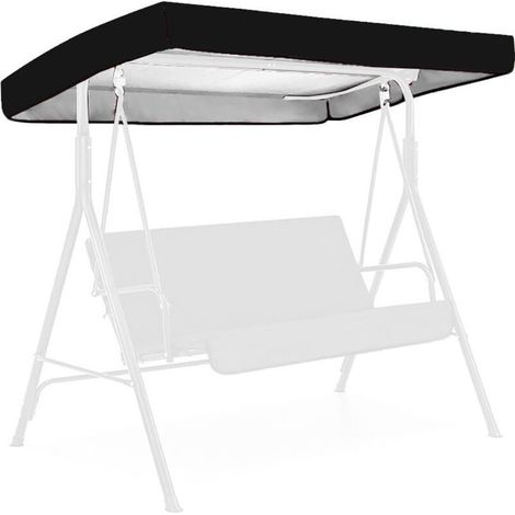 Swing Canopy Replacement, 191x120x23cm Waterproof Swing Cover Replacement, Sunproof Outdoor Swing Cover for Garden Swing Chair Patio Hammock, Black, Swing Canopy Replacement (1/5)