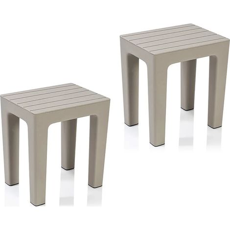 Set 2 pz Lello lo sgabello multiuso tortora ad alta resistenza effetto legno (1/5)