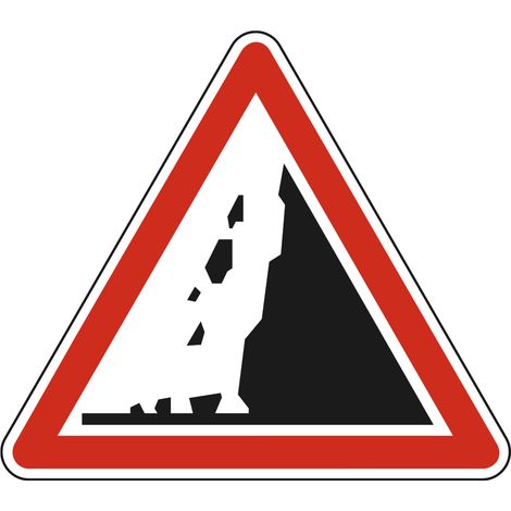 Panneau de signalisation danger - Risque de chute de pierres - Triangulaire - Gamme Ecolign - Classe 1 - 500mm (1/5)