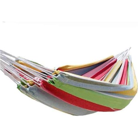 Hamac 2 places rayé multicolores (1/2)