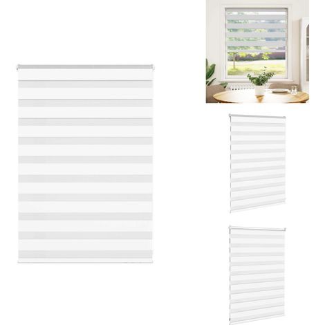 Store zèbre blanc 110x100 cm largeur du tissu 105,9cm polyester - Store Zébré - Stores Zébrés - Store À Enrouleur Zébré - Double Store À Enrouleur (1/5)