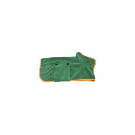 Peignoir serviette de bain pour chien, microfibre séchage rapide super absorbante, vert foncé, S – (1/5)