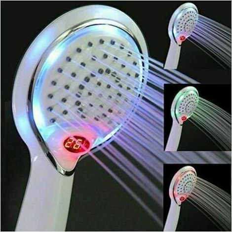 Green Mobility-LED Pommeau de Douche Douchette, 3 Couleurs Contrôle de Température Tête De Douche, Pommeau Douche Led Temperature, Pulvérisateur de Douche à Contrôle de Température (1/5)