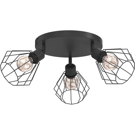 Plafonnier industriel réglable à 3 abat-jours filaires E27 noir Parkla Luminex (1/5)