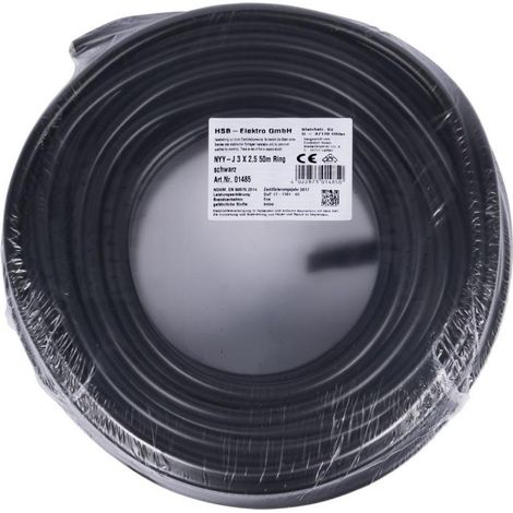 NYY-J 3x2,5 mm² Ring 50m Erdkabel - schwarz