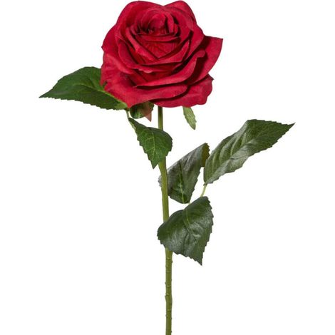 Rose Artificielle Avec Branche De 50 Cm Roses Rouges Tissu De Fibre Sanremo Blanc (1/4)