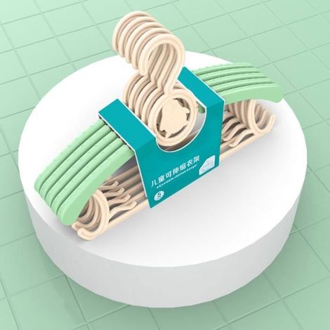 5 pcs Vert Cintres en plastique pour bébé enfants, ajustement télescopique (1/4)